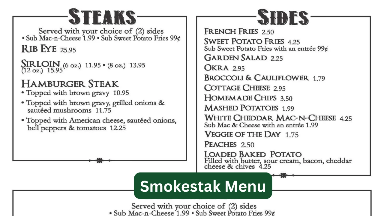 Smokestak Menu