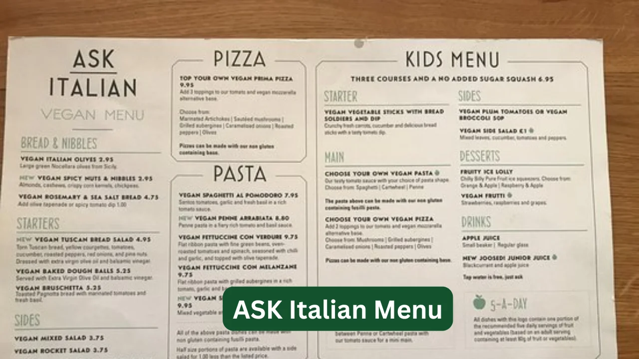 ASK Italian Menu