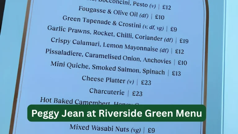Peggy Jean at Riverside Green Menu