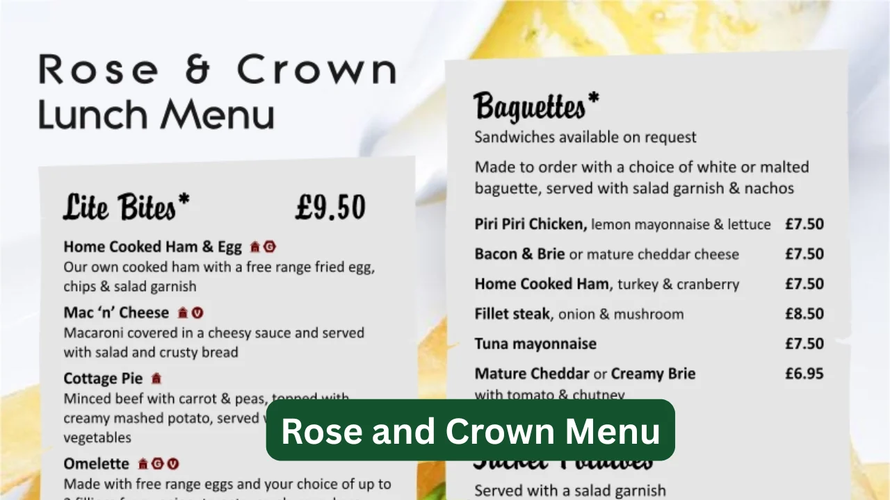 Rose and Crown Menu