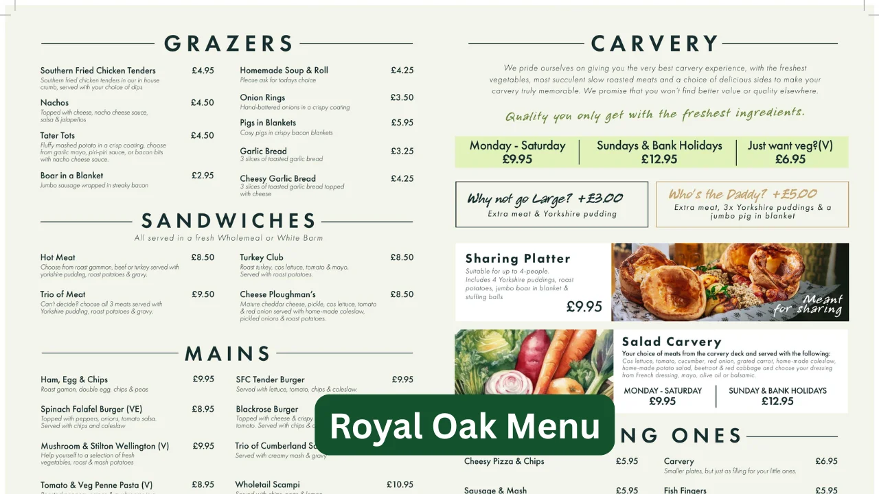 Royal Oak Menu