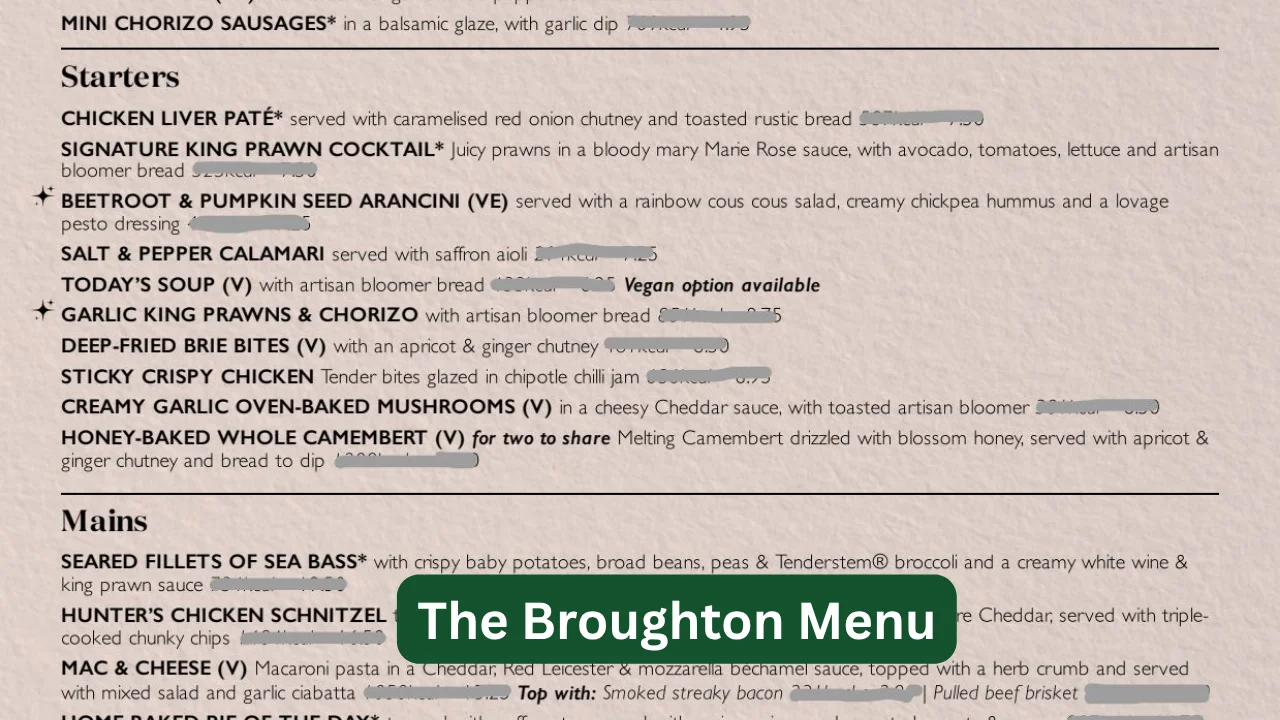 The Broughton Menu