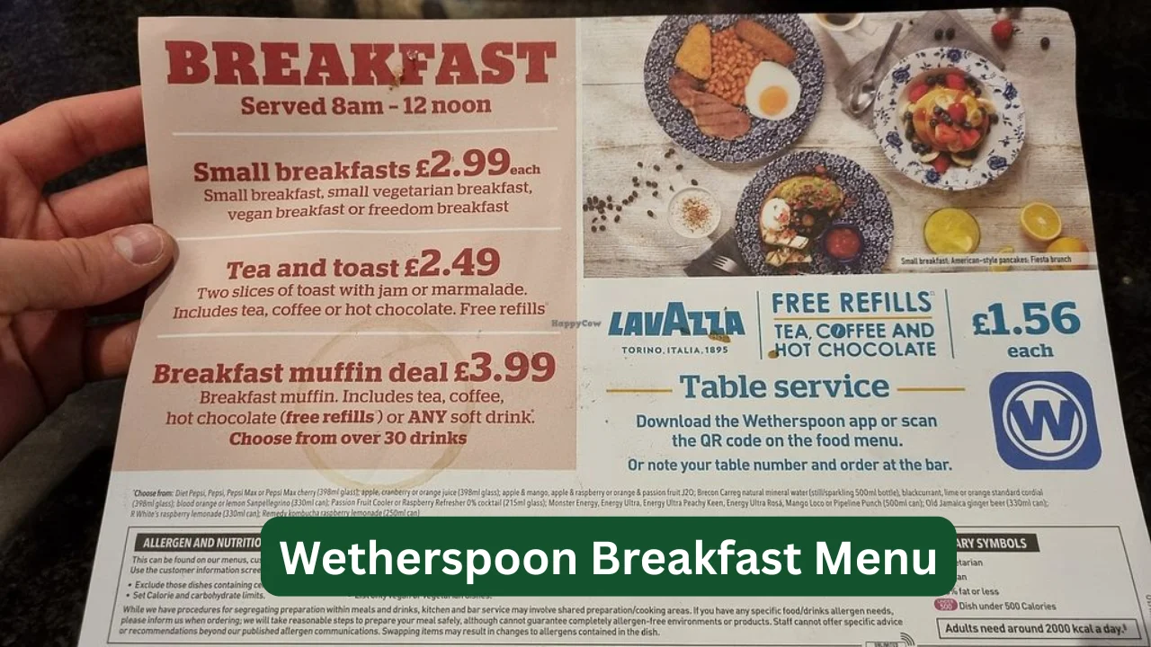 Wetherspoon Breakfast Menu