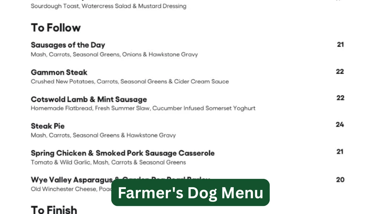 Farmers Dog Menu