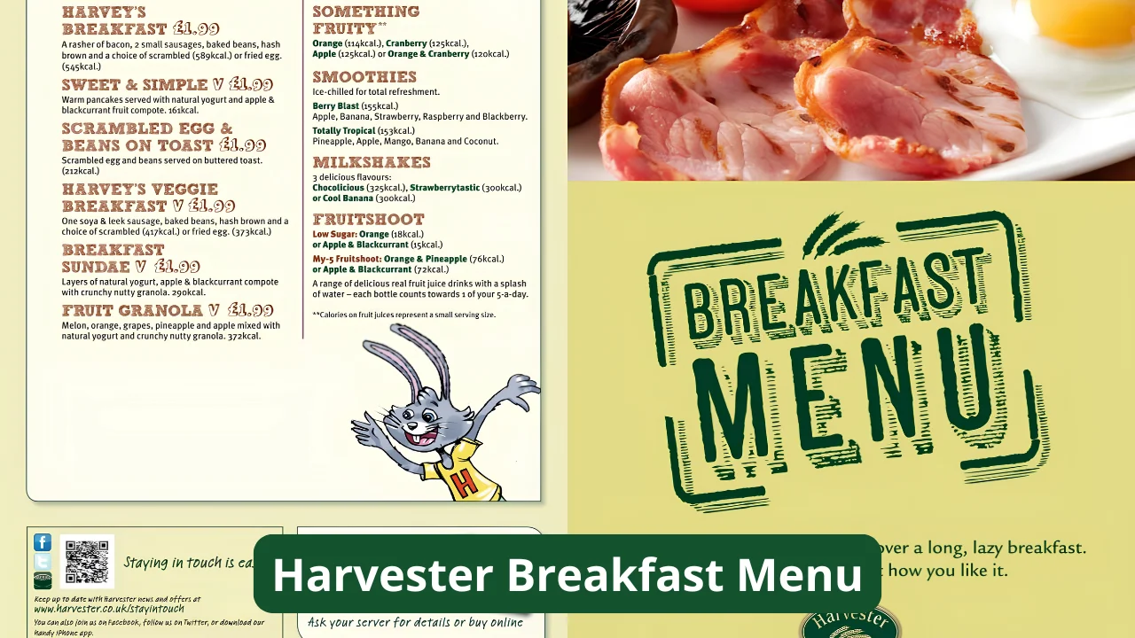 Harvester Breakfast Menu