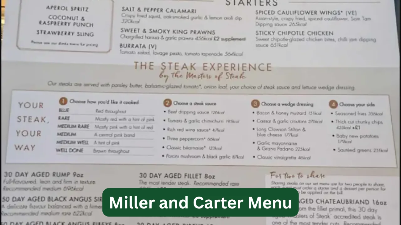 Miller and Carter Menu