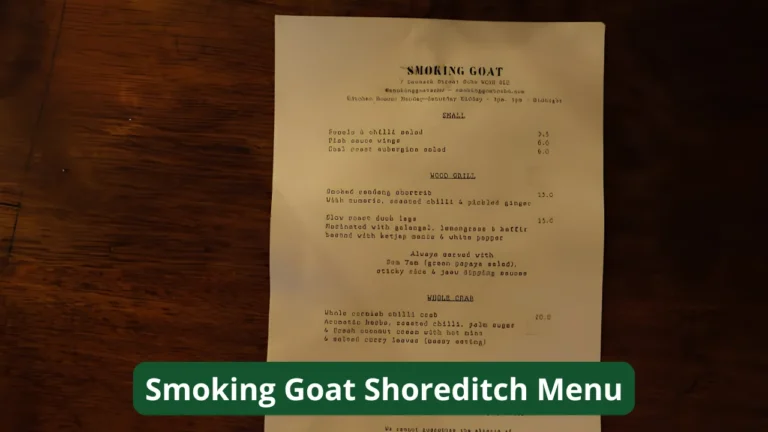 Smoking Goat Shoreditch Menu