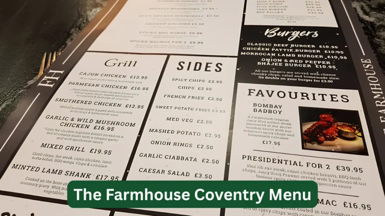 The Farmhouse Coventry Menu