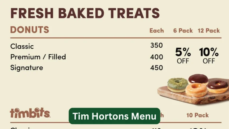 Tim Hortons Menu