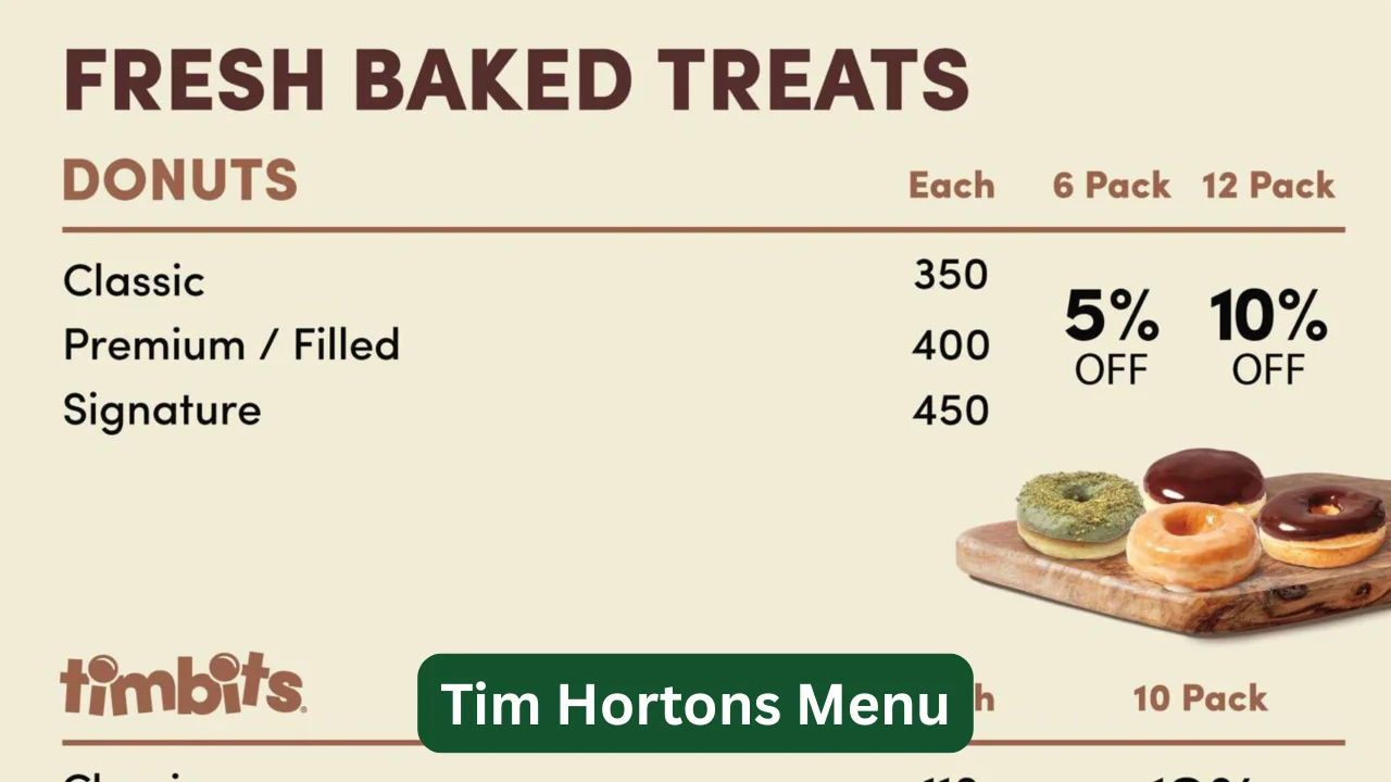 Tim Hortons Menu